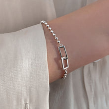 Load image into Gallery viewer, Geometric Square Interlocking Round Bead Bracelet Fashionable Personalized Alloy Bracelet Hand Jewelry for Women
