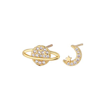 Load image into Gallery viewer, Asymmetric Moon Planet Zircon Earrings Temperamental Personalized Alloy Earrings Ear Studs Exquisite Ear Jewelry
