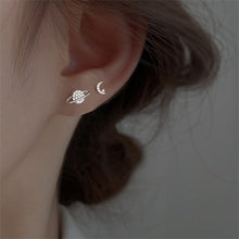 Load image into Gallery viewer, Asymmetric Moon Planet Zircon Earrings Temperamental Personalized Alloy Earrings Ear Studs Exquisite Ear Jewelry
