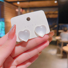 Load image into Gallery viewer, White Moonlight Opal Heart-shaped Earrings Fashionable Elegant Resin Earrings Ear Studs Women Ear Jewelry
