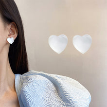 Load image into Gallery viewer, White Moonlight Opal Heart-shaped Earrings Fashionable Elegant Resin Earrings Ear Studs Women Ear Jewelry
