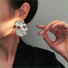 Load image into Gallery viewer, Exaggerated Texture Metal Style Ginkgo Leaf Earrings Personalized Folded Leaf Alloy Earrings Ear Studs Ear Jewelry
