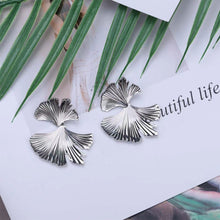 Load image into Gallery viewer, Exaggerated Texture Metal Style Ginkgo Leaf Earrings Personalized Folded Leaf Alloy Earrings Ear Studs Ear Jewelry
