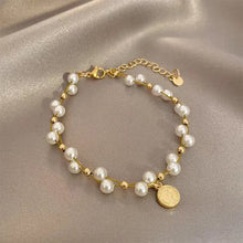Load image into Gallery viewer, Vintage Niche Wrapped Pearl Bracelet Temperamental Alloy Beaded Human Figure Pendant Bracelet Hand Jewelry

