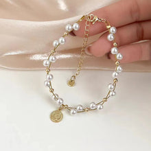 Load image into Gallery viewer, Vintage Niche Wrapped Pearl Bracelet Temperamental Alloy Beaded Human Figure Pendant Bracelet Hand Jewelry
