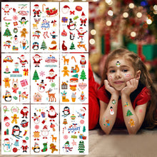 Load image into Gallery viewer, 10pcs Colorful Christmas Tattoo Sticker Waterproof Holiday Party Party Party Children's Disposable Tattoo Sticker
