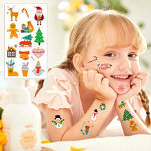 Load image into Gallery viewer, 10pcs Colorful Christmas Tattoo Sticker Waterproof Holiday Party Party Party Children's Disposable Tattoo Sticker
