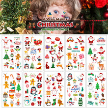 Load image into Gallery viewer, 10pcs Colorful Christmas Tattoo Sticker Waterproof Holiday Party Party Party Children's Disposable Tattoo Sticker
