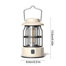 Load image into Gallery viewer, Retro Outdoor Warm Light Camp Light With Portable Hook 300 Lumens Camping Tent Light COB Atmosphere Light Battery Model
