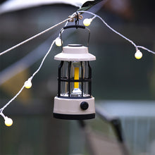 Load image into Gallery viewer, Retro Outdoor Warm Light Camp Light With Portable Hook 300 Lumens Camping Tent Light COB Atmosphere Light Battery Model
