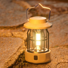 Load image into Gallery viewer, Retro Outdoor Warm Light Camp Light With Portable Hook 300 Lumens Camping Tent Light COB Atmosphere Light Battery Model
