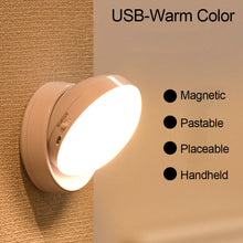 Load image into Gallery viewer, 360 Rotated PIR Motion Sensor LED Night Light Wall Lamps Rechargeable Under Cabinet Light Wireless Closet Night Lamp
