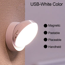 Load image into Gallery viewer, 360 Rotated PIR Motion Sensor LED Night Light Wall Lamps Rechargeable Under Cabinet Light Wireless Closet Night Lamp
