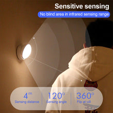 Load image into Gallery viewer, 360 Rotated PIR Motion Sensor LED Night Light Wall Lamps Rechargeable Under Cabinet Light Wireless Closet Night Lamp
