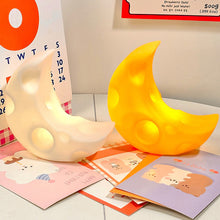 Load image into Gallery viewer, Children Cartoon Moon Cheese Night Light Built-in Battery Eye Protection Bedroom Bedside Lamp For Baby Children Toddler
