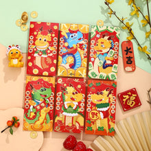 Load image into Gallery viewer, 6pcs Chinese New Year Lucky Red Envelope Symbol of Dragon Year 2024 Money Pocket Envelope Zodiac Dragon Pocket New Year Supplies
