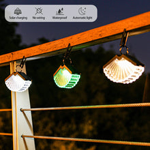 Load image into Gallery viewer, Solar Lamps Outdoor Decoration Christmas Hanging Clip Wall Lamp Fan Shape Transparent Shape Porch Path Lights Camping Solar Lamp
