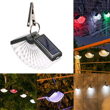 Load image into Gallery viewer, Solar Lamps Outdoor Decoration Christmas Hanging Clip Wall Lamp Fan Shape Transparent Shape Porch Path Lights Camping Solar Lamp
