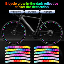 Load image into Gallery viewer, Mountain Bike Rainbow Cool Highlight Reflective Stickers Balance Bike Motorcycle Noctilucence Safety Warning Stickers Bicycle Tire Ornaments
