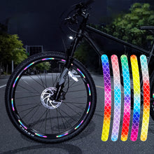 Load image into Gallery viewer, Mountain Bike Rainbow Cool Highlight Reflective Stickers Balance Bike Motorcycle Noctilucence Safety Warning Stickers Bicycle Tire Ornaments
