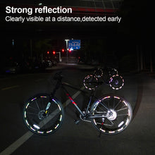 Load image into Gallery viewer, Mountain Bike Rainbow Cool Highlight Reflective Stickers Balance Bike Motorcycle Noctilucence Safety Warning Stickers Bicycle Tire Ornaments
