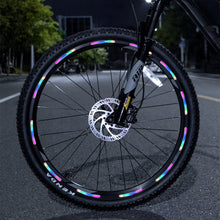 Load image into Gallery viewer, Mountain Bike Rainbow Cool Highlight Reflective Stickers Balance Bike Motorcycle Noctilucence Safety Warning Stickers Bicycle Tire Ornaments

