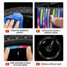 Load image into Gallery viewer, Mountain Bike Rainbow Cool Highlight Reflective Stickers Balance Bike Motorcycle Noctilucence Safety Warning Stickers Bicycle Tire Ornaments
