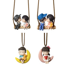 Load image into Gallery viewer, Car Rearview Mirror Swing Pendant Cute Couple on Swing Moon Interior Romantic Couple Accessories Ornament Gift
