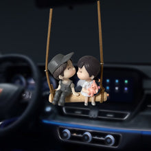 Load image into Gallery viewer, Car Rearview Mirror Swing Pendant Cute Couple on Swing Moon Interior Romantic Couple Accessories Ornament Gift
