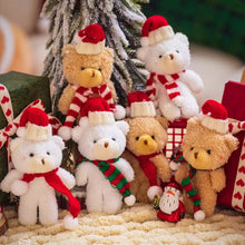 Load image into Gallery viewer, Plush Christmas Scarf Bear Gift Box Decoration Couple Bear Doll 15cm Xmas Stuffed Bear Toys Gifts Bouquet Decoration Bear Toys
