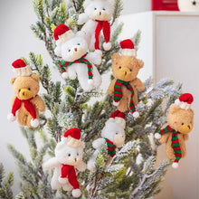 Load image into Gallery viewer, Plush Christmas Scarf Bear Gift Box Decoration Couple Bear Doll 15cm Xmas Stuffed Bear Toys Gifts Bouquet Decoration Bear Toys
