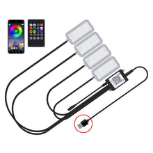 Load image into Gallery viewer, 4Pcs/Set 12V 5V USB LED Car Interior Atmosphere Backlight Ambient Mood Foot Light With Cigarette USB Lighter Decorative APP Remote Control Lamp Auto Accessories
