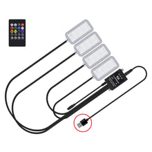 Load image into Gallery viewer, 4Pcs/Set 12V 5V USB LED Car Interior Atmosphere Backlight Ambient Mood Foot Light With Cigarette USB Lighter Decorative APP Remote Control Lamp Auto Accessories
