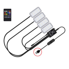 Load image into Gallery viewer, 4Pcs/Set 12V 5V USB LED Car Interior Atmosphere Backlight Ambient Mood Foot Light With Cigarette USB Lighter Decorative APP Remote Control Lamp Auto Accessories
