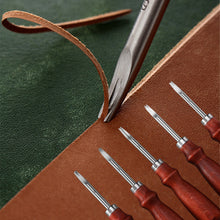 Load image into Gallery viewer, Leather Edge Beveler Skiving Beveling Knife Cutting Hand Craft Tool with Beech Handle Edge Cutting Leather Craft DIY Tool
