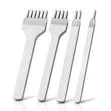 Load image into Gallery viewer, 1/2/4/6 Prong 3/4/5/6mm Spacing Punch Tool Metal Leather Chisel Hole Punch Stitching Tool Diamond Pricking Iron DIY Leather Craft Tools
