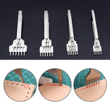 Load image into Gallery viewer, 1/2/4/6 Prong 3/4/5/6mm Spacing Punch Tool Metal Leather Chisel Hole Punch Stitching Tool Diamond Pricking Iron DIY Leather Craft Tools
