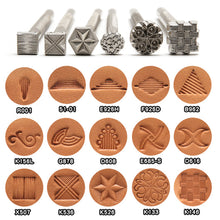 Load image into Gallery viewer, Leather Stamping Kit Metal Punch Tool Pottery Stamps DIY Clay Ceramics Stamp Wax Leather Craft Punch Stamps
