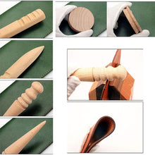 Load image into Gallery viewer, Wood Round Burnishing Edge Leather Edge Burnisher Leathercraft Edge Trimmer Polishing Tool DIY Handmade Leather Tools
