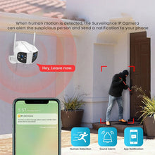Load image into Gallery viewer, 8MP 4K HD Wifi IP Camera Outdoor Dual Lens 180° Wide Angle Security Cam 6MP Panoramic CCTV Video Surveillance AI Human Detection
