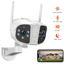Load image into Gallery viewer, 8MP 4K HD Wifi IP Camera Outdoor Dual Lens 180° Wide Angle Security Cam 6MP Panoramic CCTV Video Surveillance AI Human Detection
