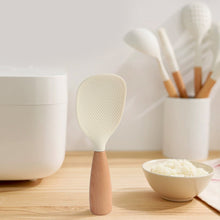 Load image into Gallery viewer, 1Pc Silicone Wooden Handle Rice Spoon High Temperature Resistant Non Stick Rice Spoon Lisheng Rice Spoon Kitchen Accessories
