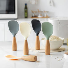 Load image into Gallery viewer, 1Pc Silicone Wooden Handle Rice Spoon High Temperature Resistant Non Stick Rice Spoon Lisheng Rice Spoon Kitchen Accessories
