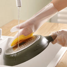 Load image into Gallery viewer, 1Pair Dishwashing Cleaning Gloves Magic Silicone Rubber Dish Washing Waterproof and Anti slip Gloves Kitchen Cleaning Brush Clean Tool
