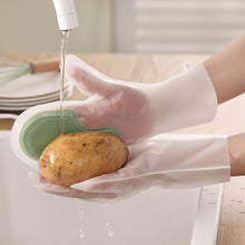 Load image into Gallery viewer, 1Pair Dishwashing Cleaning Gloves Magic Silicone Rubber Dish Washing Waterproof and Anti slip Gloves Kitchen Cleaning Brush Clean Tool
