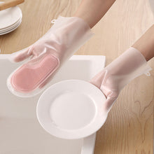 Load image into Gallery viewer, 1Pair Dishwashing Cleaning Gloves Magic Silicone Rubber Dish Washing Waterproof and Anti slip Gloves Kitchen Cleaning Brush Clean Tool
