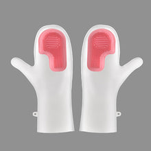 Load image into Gallery viewer, 1Pair Dishwashing Cleaning Gloves Magic Silicone Rubber Dish Washing Waterproof and Anti slip Gloves Kitchen Cleaning Brush Clean Tool
