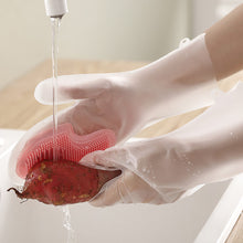 Load image into Gallery viewer, 1Pair Dishwashing Cleaning Gloves Magic Silicone Rubber Dish Washing Waterproof and Anti slip Gloves Kitchen Cleaning Brush Clean Tool
