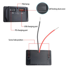 Load image into Gallery viewer, Car QC 3.0 USB PD Type C Fast Charger Socket 12V-24V with Switch LED Light Power Outlet Quick Charge for Motorcycle RV Boa
