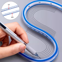 Load image into Gallery viewer, 30/40/50/60cm Curved Ruler for Sewing Soft Flexible English/Metric Scale Engineering Drafting Drawing Tool Sewing Measuring Tool Accessories
